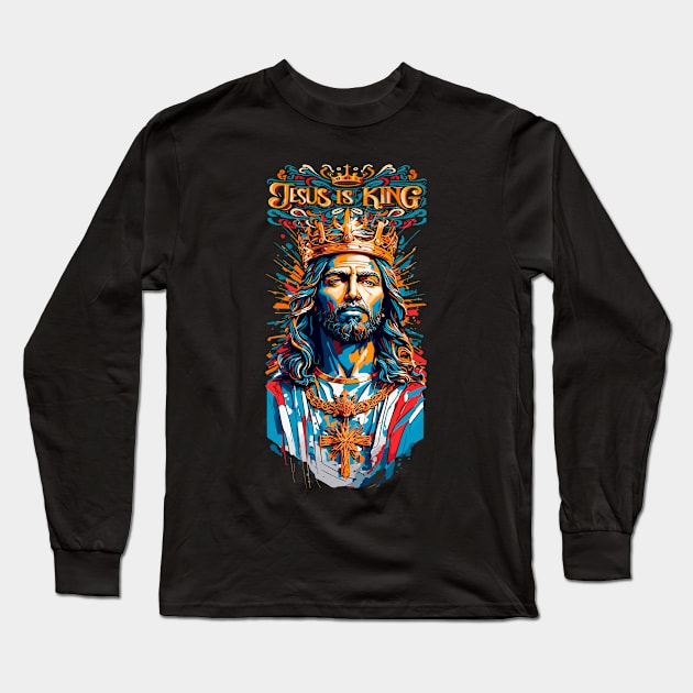 Jesus Is King Long Sleeve T-Shirt by NerdsbyLeo